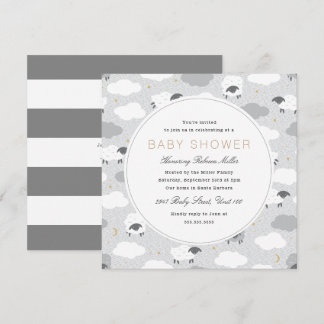 Fluffy Sheep Baby Shower Invitation