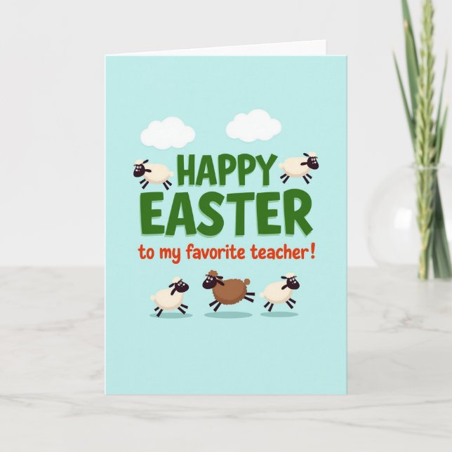 Fluffy Sheep Easter Card (Front)