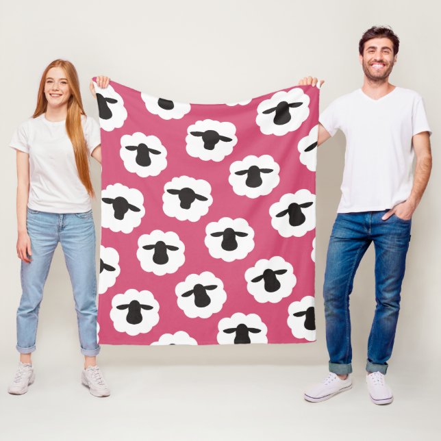 Fluffy Sheep Fiber Love Knit Crochet Fleece Blanket (In Situ)