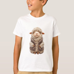 Fluffy Sheep in Knit Vest Kids T-Shirt