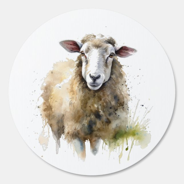 Fluffy Sheep in Pasture Sign (Front)