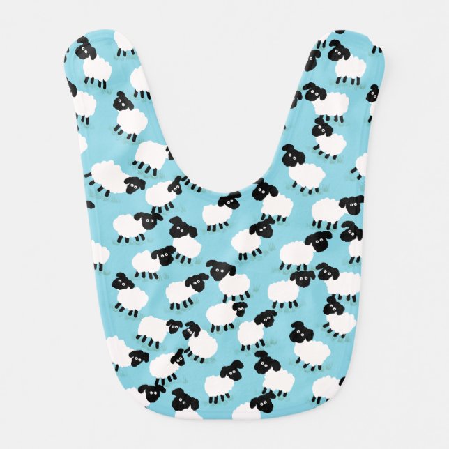 Fluffy Sheep On Baby Blue Bib (Front)