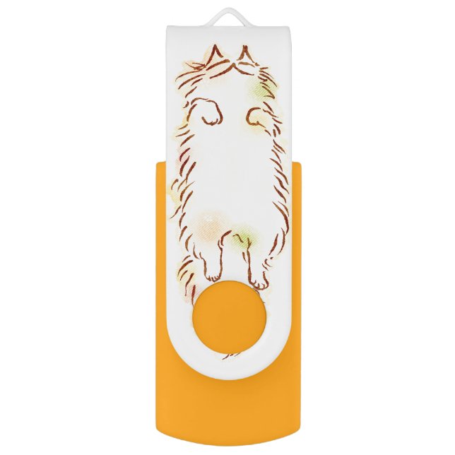 Fluffy Sleepy Cat Flash Drive (Front Vertical)