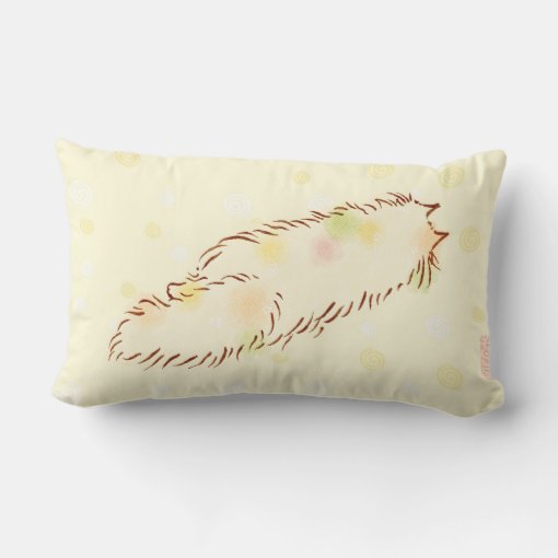 Fluffy Sleepy Cat Lumbar Pillow | Zazzle