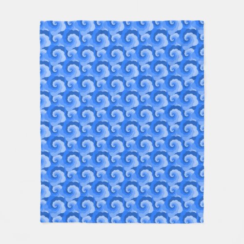 Fluffy Spirals Blue Pattern Fleece Blanket