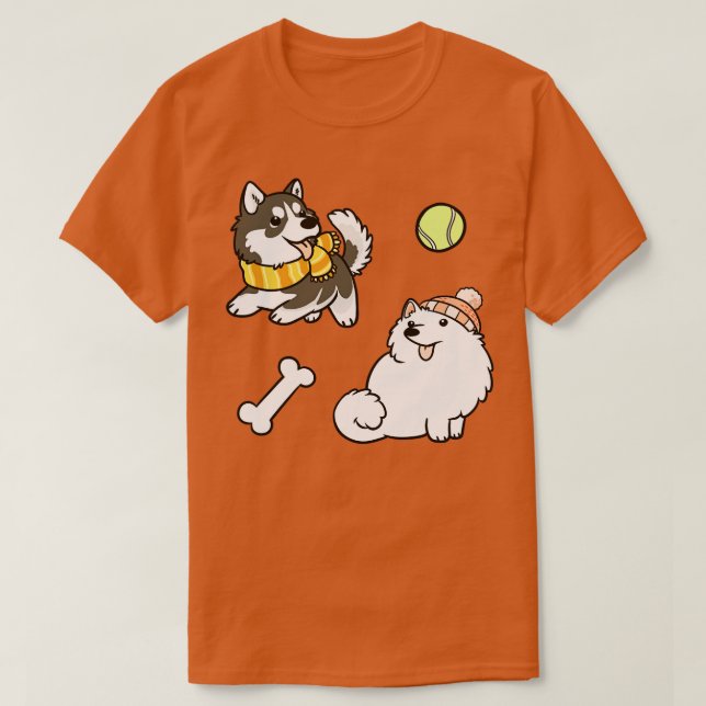 Fluffy Spitz Dogs  T-Shirt (Design Front)