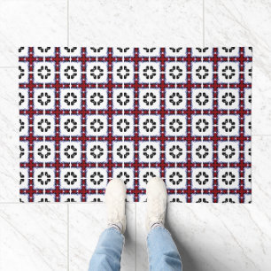 Fluffy Squares Floral Doormat