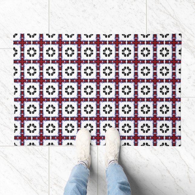 Fluffy Squares Floral Doormat (Indoor)