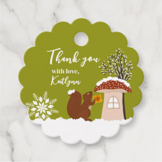 Fluffy Squirrel Gift Winter Baby Shower Gift Favor Tags