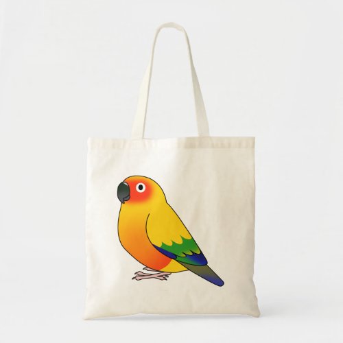 Fluffy sun conure parrot cartoon drawing tote bag