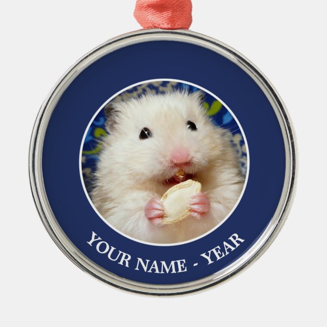 Fluffy Syrian Hamster Kokolinka Metal Ornament (Front)