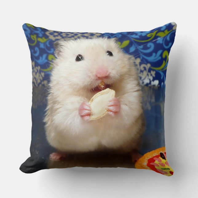 Fluffy Syrian Hamster Kokolinka Throw Pillow (Front)