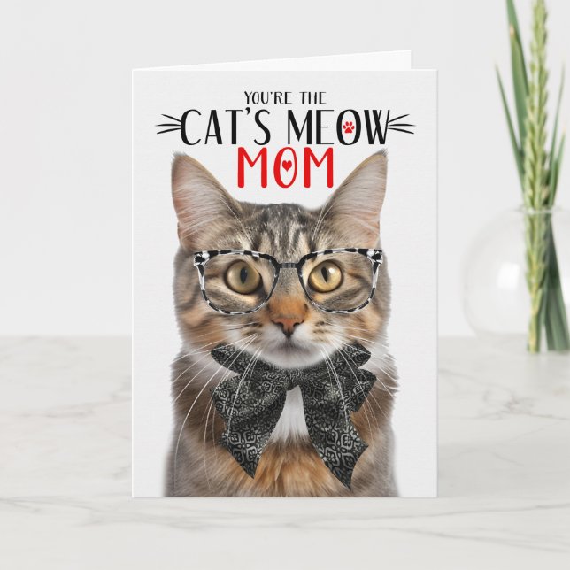 Fluffy Tabby Cat for Mom on Mother's Day Holiday Card (Front)