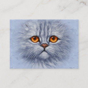 Fluffy Tabby Cat Kitten Face Light Gray Business Card