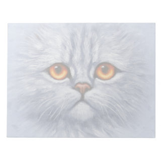 Fluffy Tabby Cat Kitten Face Light Gray Notepad