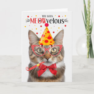 Fluffy Tabby Cat MEOWvelous Birthday Card