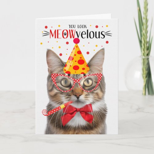 Fluffy Tabby Cat MEOWvelous Birthday Card