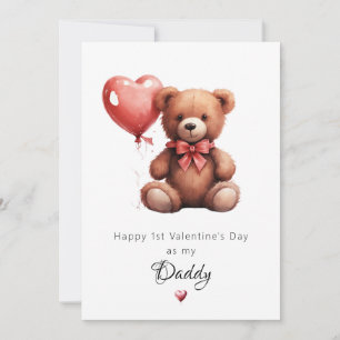 Fluffy Teddy Bear Happy 1st Valentine's Day Holiday Card