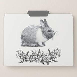 Fluffy the rabbit. Pencil drawing Monochrome Black File Folder