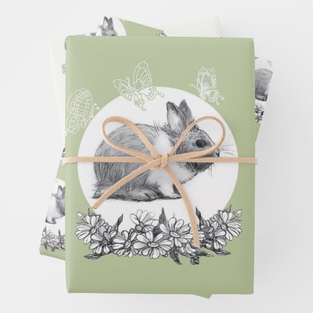   Fluffy the rabbit Wrapping Paper Sheets (In situ)