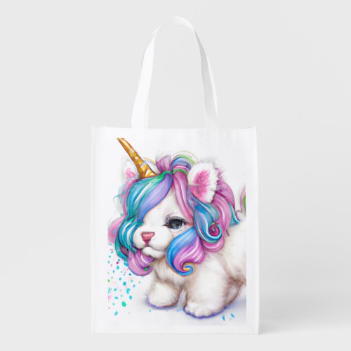 Fluffy Unicorn Puppy Grocery Bag