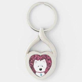 Fluffy Westie Floral Impressions Keychain