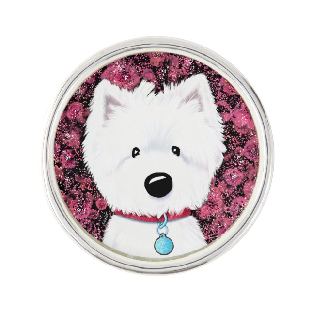 Fluffy Westie Floral Impressions Lapel Pin (Front)