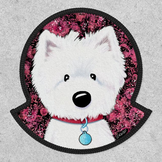 Fluffy Westie Floral Impressions Patch (Front)