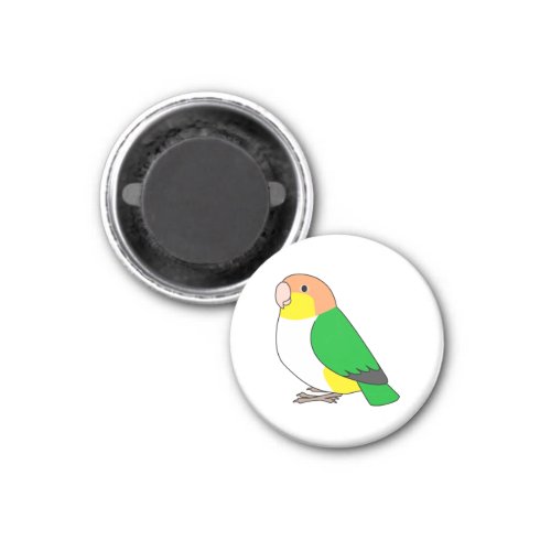 Fluffy white_bellied caique parrot cartoon drawing magnet
