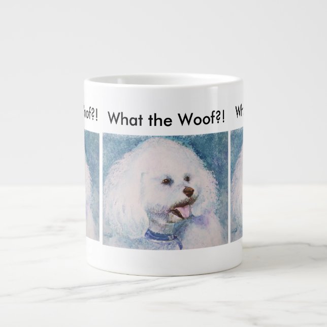 FLUFFY WHITE BICHON FRISE LARGE COFFEE MUG (Front)