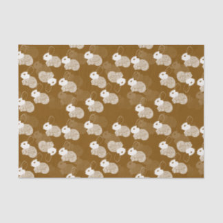 Fluffy White Bunnies on Brown Tissue Paper