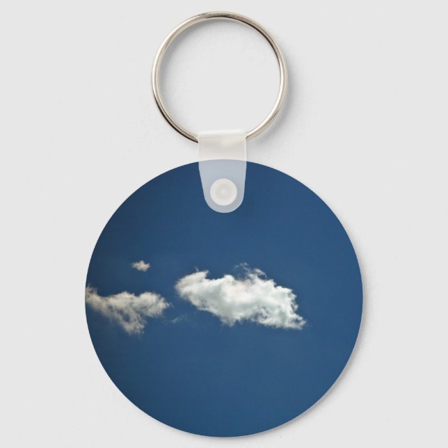 Fluffy white cloud on deep blue sky keychain (Front)