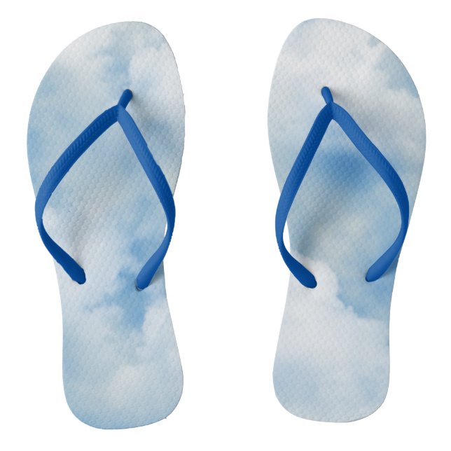 Fluffy White Clouds Flip Flops (Footbed)