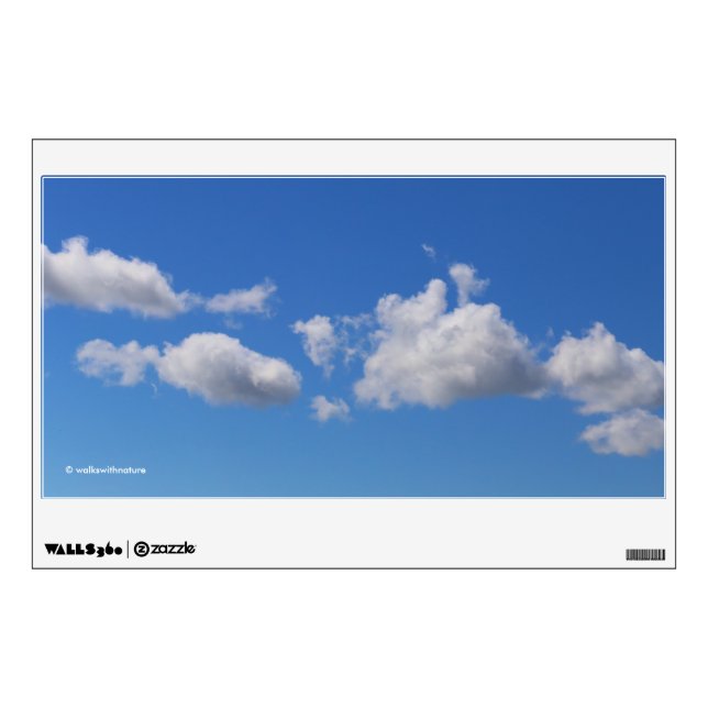 Fluffy White Clouds in the Blue Sky Wall Sticker (Front)