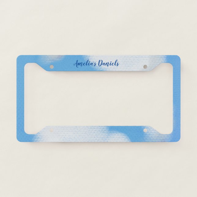 Fluffy White Clouds License Plate Frame (Front)