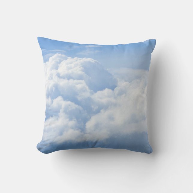 Fluffy White Clouds Throw Pillow (Front)