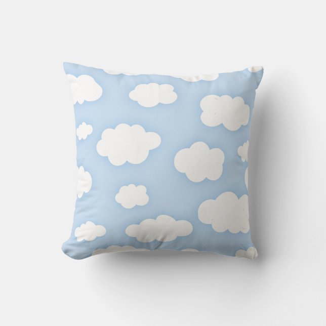 Fluffy white clouds throw pillow (Front)