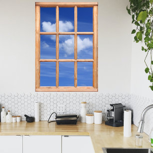 Fluffy White Clouds View - Window Effect Poster
