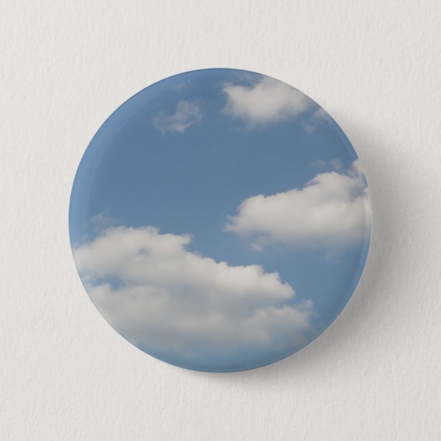 Fluffy White Cumulus Clouds Button (Front)
