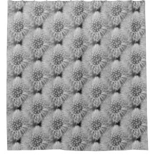 Fluffy White Dandelion Flowers Nature Pattern Shower Curtain