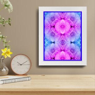 Fluffy White Dandelions Abstract Pattern Framed Art