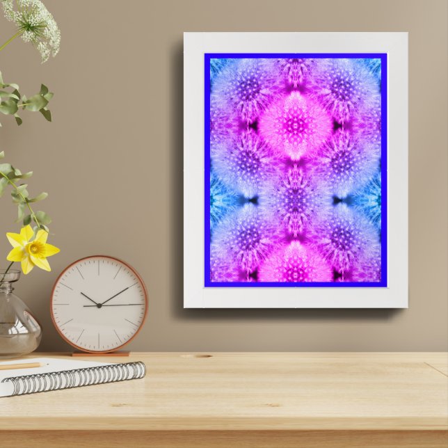 Fluffy White Dandelions Abstract Pattern Framed Art (Table Top)