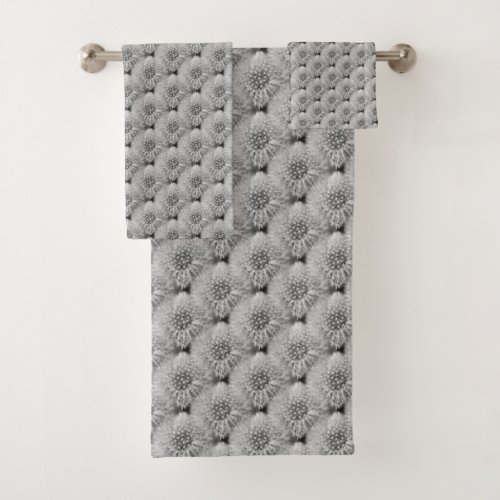 Fluffy White Dandelions Nature Pattern  Bath Towel Set