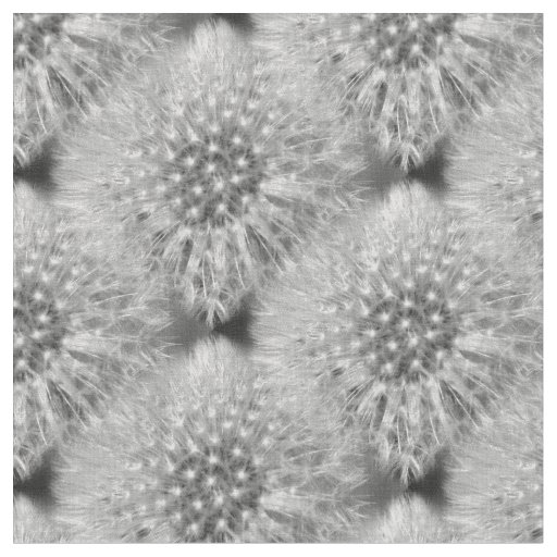 Fluffy White Dandelions Nature Pattern Fabric