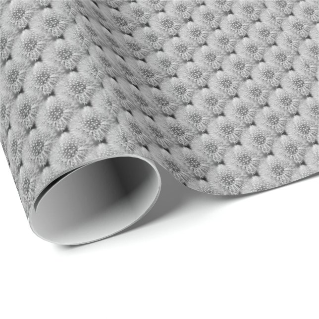 Fluffy White Dandelions Nature Pattern  Wrapping Paper (Roll Corner)