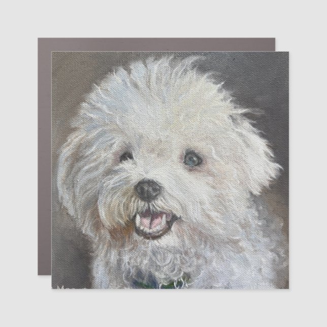 Fluffy White Dog Magnet (Front)