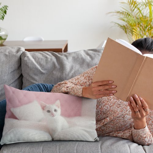 Fluffy White Kitten Companion Accent Pillow