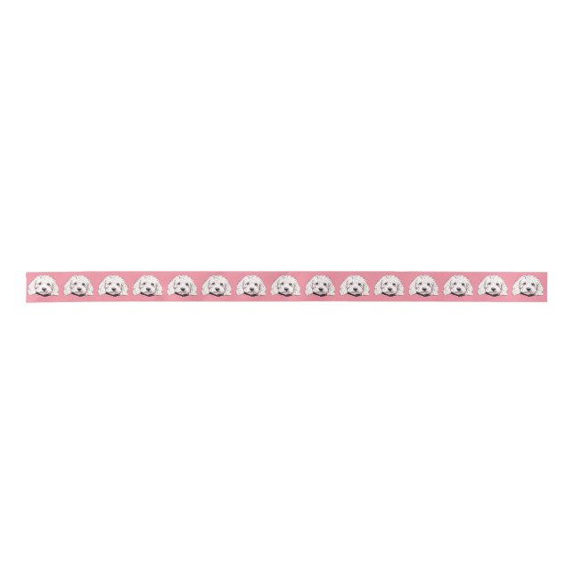 Fluffy White Maltese Poodle Dog Themed Ribbon (Front)