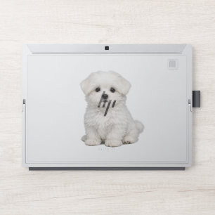 Fluffy White Maltese Puppy Portrait Cute Dog Lover HP Laptop Skin