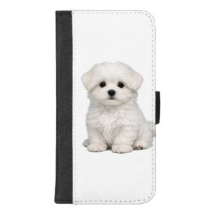 Fluffy White Maltese Puppy Portrait Cute Dog Lover iPhone 8/7 Plus Wallet Case